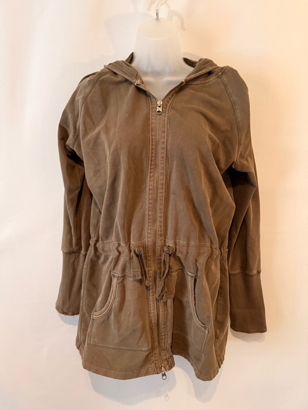 GAP Olive Green Double Zip-Front Hooded Jacket
